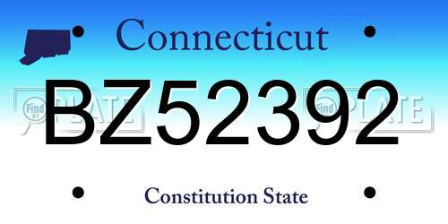 BZ52392 Connecticut License Plate