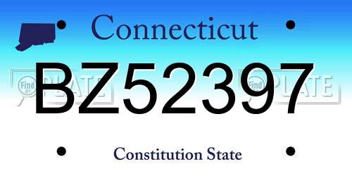 BZ52397 Connecticut License Plate
