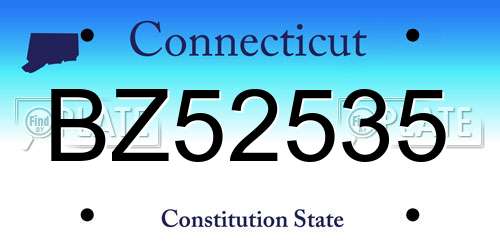 BZ52535 Connecticut License Plate