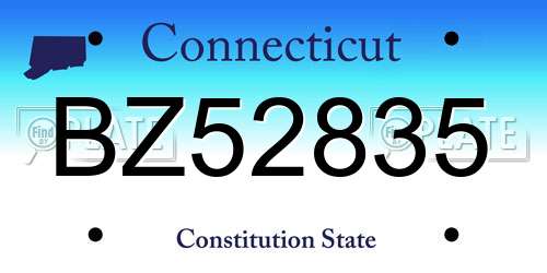 BZ52835 Connecticut License Plate