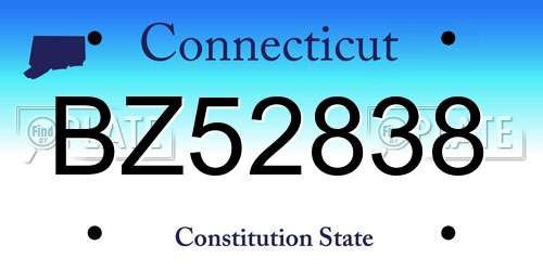BZ52838 Connecticut License Plate