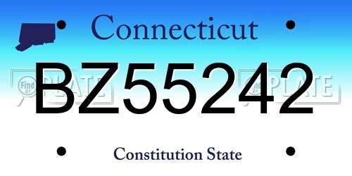 BZ55242 Connecticut License Plate