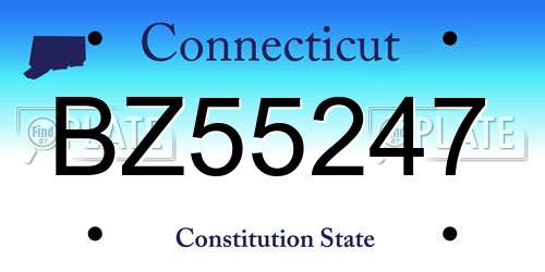 BZ55247 Connecticut License Plate