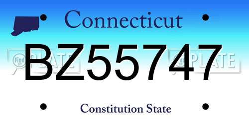 BZ55747 Connecticut License Plate