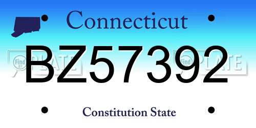 BZ57392 Connecticut License Plate