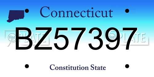 BZ57397 Connecticut License Plate