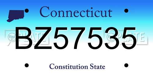 BZ57535 Connecticut License Plate