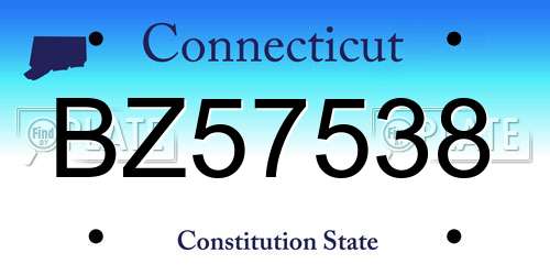 BZ57538 Connecticut License Plate