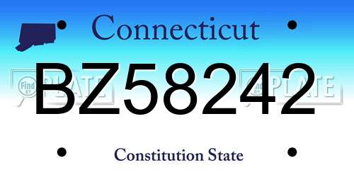 BZ58242 Connecticut License Plate