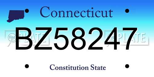 BZ58247 Connecticut License Plate