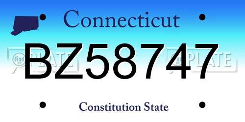 BZ58747 Connecticut License Plate