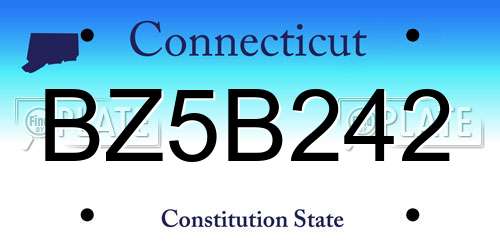 BZ5B242 Connecticut License Plate