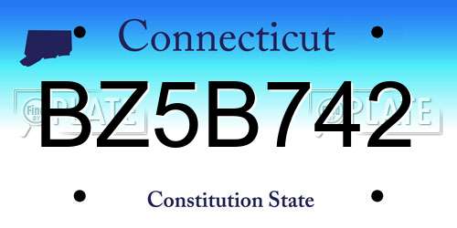 BZ5B742 Connecticut License Plate