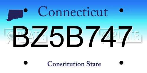 BZ5B747 Connecticut License Plate
