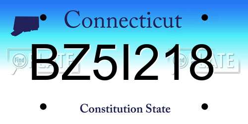 BZ5I218 Connecticut License Plate
