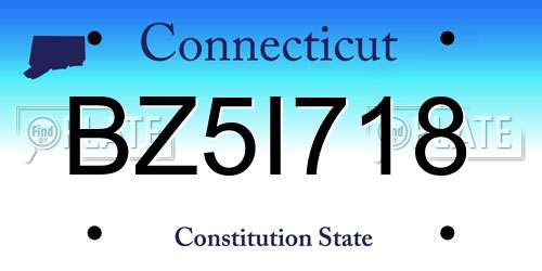 BZ5I718 Connecticut License Plate