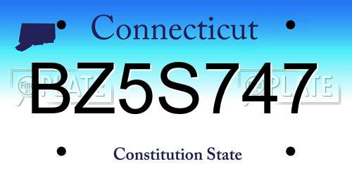 BZ5S747 Connecticut License Plate