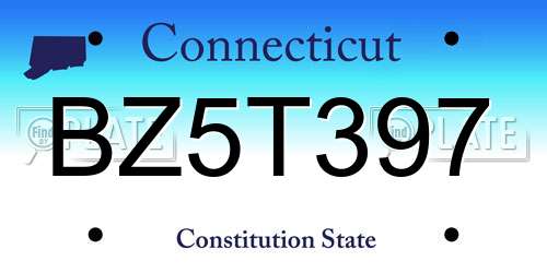 BZ5T397 Connecticut License Plate