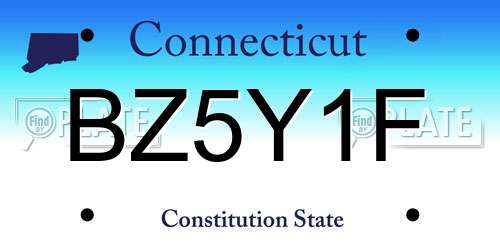 BZ5Y1F Connecticut License Plate