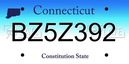 BZ5Z392 Connecticut License Plate