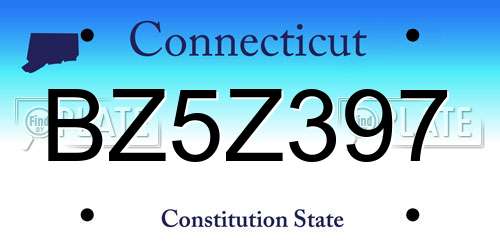 BZ5Z397 Connecticut License Plate