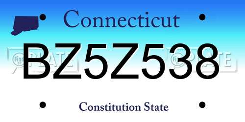 BZ5Z538 Connecticut License Plate