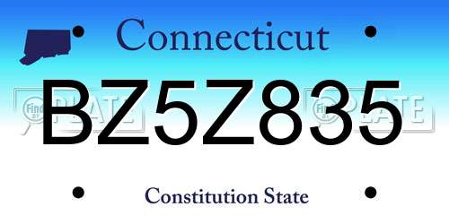 BZ5Z835 Connecticut License Plate