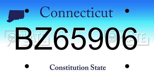 BZ65906 Connecticut License Plate