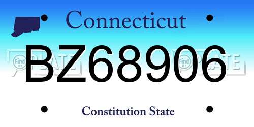 BZ68906 Connecticut License Plate