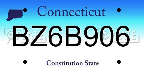 BZ6B906 Connecticut License Plate