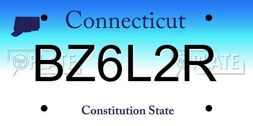BZ6L2R Connecticut License Plate