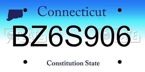 BZ6S906 Connecticut License Plate