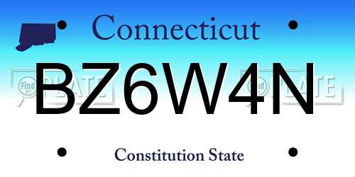 BZ6W4N Connecticut License Plate