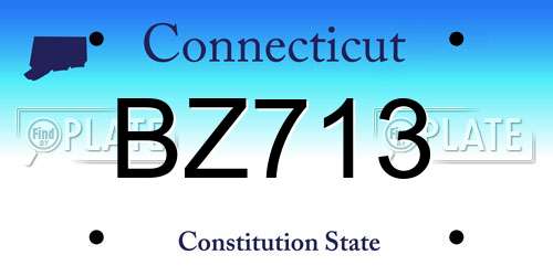 BZ713 Connecticut License Plate