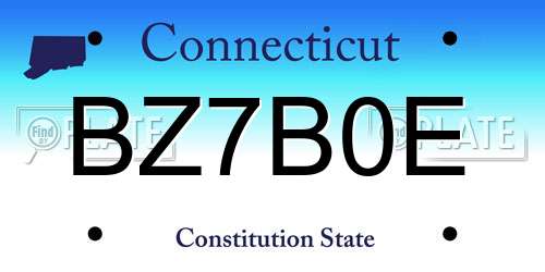 BZ7B0E Connecticut License Plate