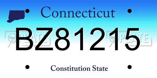 BZ81215 Connecticut License Plate