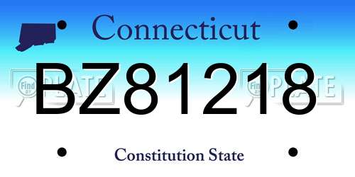 BZ81218 Connecticut License Plate