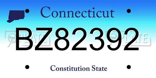 BZ82392 Connecticut License Plate
