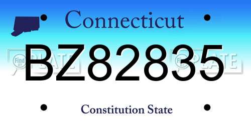 BZ82835 Connecticut License Plate