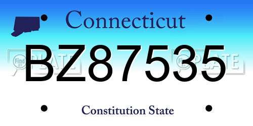 BZ87535 Connecticut License Plate