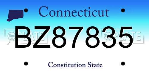 BZ87835 Connecticut License Plate