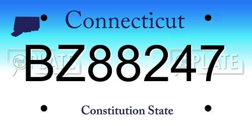 BZ88247 Connecticut License Plate
