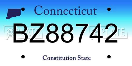 BZ88742 Connecticut License Plate