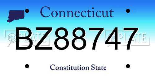 BZ88747 Connecticut License Plate