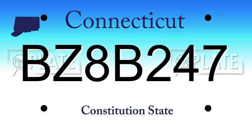 BZ8B247 Connecticut License Plate