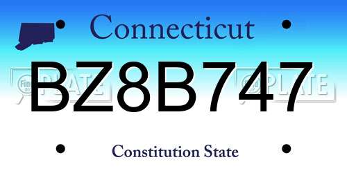 BZ8B747 Connecticut License Plate