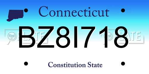 BZ8I718 Connecticut License Plate