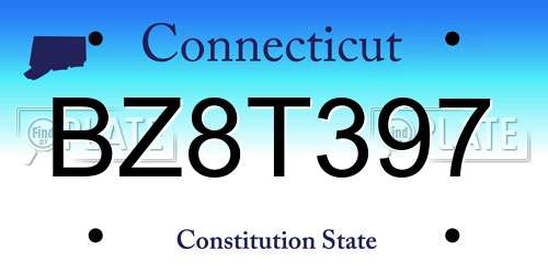 BZ8T397 Connecticut License Plate