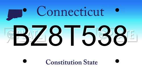 BZ8T538 Connecticut License Plate