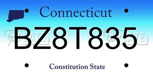BZ8T835 Connecticut License Plate